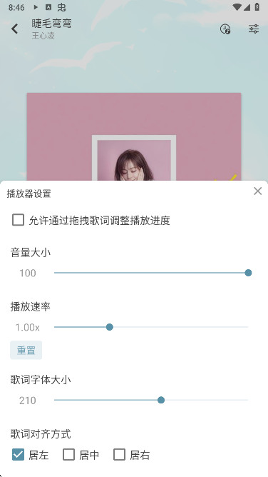 新落雪音乐设置界面